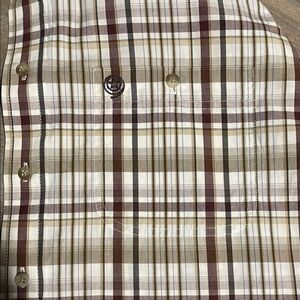 Wrangler Men's Plaid Shirt - Brown and White